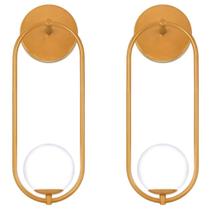 Kit 2 Arandelas Parede Oval Globo Vidro Quarto Sala Dourado