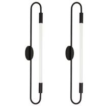 Kit 2 Arandelas Plafon Parede Teto Sabre Tubular Preto T8