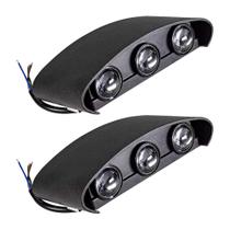 Kit 2 Arandelas Pretas de Parede Interna/Externa 6W 4000K 3 Focos - Noll LED Kit 2 Arandelas Pretas de Parede Interna/Externa 6W 4000K 3 Focos - Noll LED