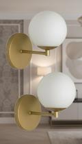 Kit 2 Arandelas Reta Globo 12cm Dourado Fosco