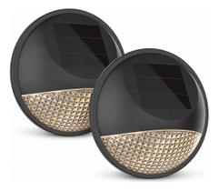 Kit 2 Arandelas Solares de Parede Externa Balizador LED Escada 3000K Luz Quente Kit 2 Arandelas Solares de Parede Externa Balizador LED Escada 3000K Luz Quente