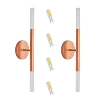 Kit 2 Arandelas Tubo 2 Difusores em Acrilico Cobre C/ Led