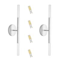 Kit 2 Arandelas Tubo 2 Difusores em Acrilico Prata C/ Led