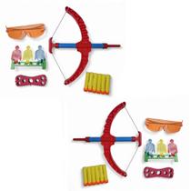 Kit 2 Arco e Flecha Infantil Projeteis Alvo e Óculos JR0803 Kit 2 Arco e Flecha Infantil Projeteis Alvo e Óculos JR0803