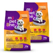 Kit 2 Areia Biodegradável Gatos Bio Gold Grossa MyPetOne 4kg Kit 2 Areia Biodegradável Gatos Bio Gold Grossa MyPetOne 4kg