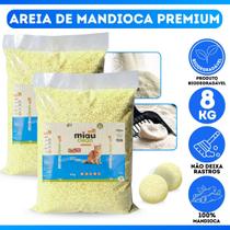 Kit 2 Areia De Gato Miauclean Mandioca 4kg Neutraliza Odores Grãos Finos Mandioca