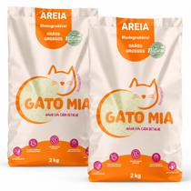 Kit 2 Areia Higienica Biodegradavel Gato Mia 2kg Grao Grosso