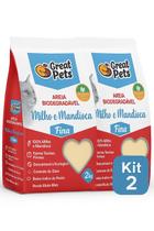 Kit 2 Areia Para Gatos 2Kg Cada Milho E Mandioca Fina