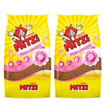 Kit 2 Areias Granulados Para Gato Mitzi Perfumado 4kg