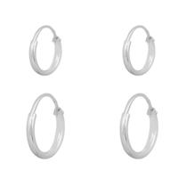 Kit 2 Argolas Prata 925 Legítima Redonda Antialérgica