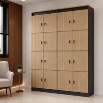 Kit 2 Armário Locker Guarda Volume 60x160cm 16 Portas Total com Chave ME4202 Kit 2 Armário Locker Guarda Volume 60x160cm 16 Portas Total com Chave ME4202
