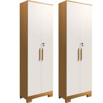 Kit 2 Armário Multiúso 2 Portas com Chave Lavanderia Cozinha Escritório 100% MDF Faura Móveis