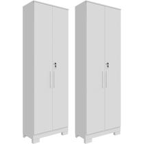 Kit 2 Armário Multiúso 2 Portas com Chave Lavanderia Cozinha Escritório 100% MDF Faura Móveis Kit 2 Armário Multiúso 2 Portas com Chave Lavanderia Cozinha Escritório 100% MDF Faura Móveis