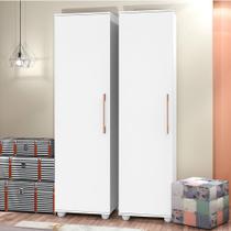 Kit 2 Armário Organizador Multiuso 1 Porta 4 Prateleiras Sofia Branco Para Lavanderia/Cozinha - JA