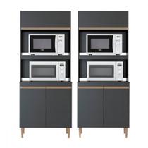 Kit 2 Armário Torre Quente para Cozinha Forno Micro Menu Móveis