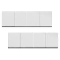 Kit 2 Armários Aéreo Andréia 160CM 4 Portas MDF Porta de Bater Branco Abmaza Kit 2 Armários Aéreo Andréia 160CM 4 Portas MDF Porta de Bater Branco Abmaza