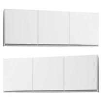 Kit 2 Armários Aéreos 150cm 3 Portas Argélia Branco - Lumil