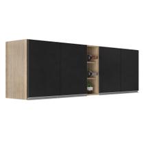 Kit 2 Armários Aéreos Califórnia 80cm e Nicho Garrafeiro 20cm Riad Castanho/Preto - Lumil Kit 2 Armários Aéreos Califórnia 80cm e Nicho Garrafeiro 20cm Riad Castanho/Preto - Lumil