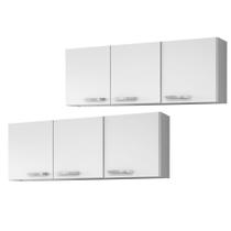 Kit 2 Armários Aéreos de Cozinha Parma 150cm 3 Portas Branco - Lumil Móveis