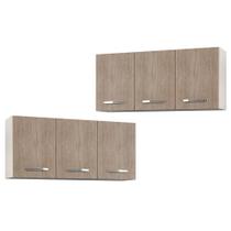 Kit 2 Armários Aéreos Honduras 3 Portas 120cm Branco/Castanho - Lumil Móveis