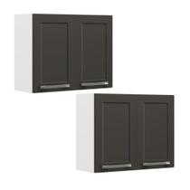 Kit 2 Armários Aéreos Itatiaia Florença Grafite Aço 4 Portas Cozinha Premium 140cm Kit 2 Armários Aéreos Itatiaia Florença Grafite Aço 4 Portas Cozinha Premium 140cm