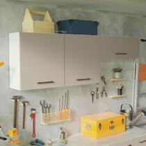 Kit 2 Armários Aéreos Multiuso 3 Portas Branco/Crema