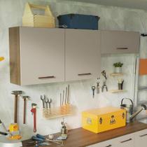 Kit 2 Armários Aéreos Multiuso 3 Portas Rustic/Crema