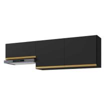 Kit 2 Armários De Cozinha Aéreos 190cm 3 Portas Veneza Multimóveis Mp2383 Preto-dourado Kit 2 Armários De Cozinha Aéreos 190cm 3 Portas Veneza Multimóveis Mp2383 Preto-dourado