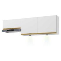 Kit 2 Armários De Cozinha Aéreos 3 Portas Com Leds Veneza Multimóveis Mp2146 Branco/dourado Kit 2 Armários De Cozinha Aéreos 3 Portas Com Leds Veneza Multimóveis Mp2146 Branco/dourado
