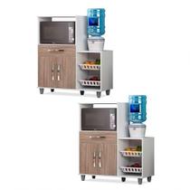 Kit 2 Armários Multiuso Fruteira LumilMóveis Branco/Castanho