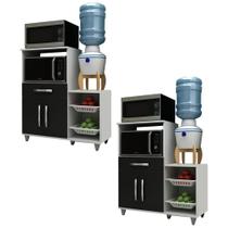 Kit 2 Armários Multiuso Irlanda com Fruteira Branco/Preto - Lumil Móveis