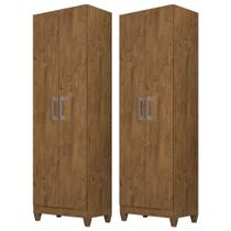 Kit 2 Armários Multiuso Organizador 2 Portas Astrid M07 Castanho Wood - Mpozenato