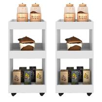 Kit 2 Armários Multiuso para Cozinha Seul com Rodízios Branco - Mpozenato
