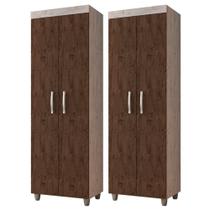 Kit 2 Armários Multiuso Rafaela 2 Portas Rústico/Chocolate - Nathy Móveis Kit 2 Armários Multiuso Rafaela 2 Portas Rústico/Chocolate - Nathy Móveis