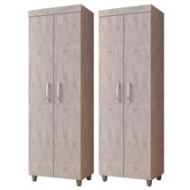 Kit 2 Armários Multiuso Rafaela 2 Portas Rústico - Nathy Móveis Kit 2 Armários Multiuso Rafaela 2 Portas Rústico - Nathy Móveis