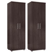 Kit 2 Armários Multiuso Sabrina 2 Portas 5 Prateleiras MDF-MDP 60CM Castanho Abmaza