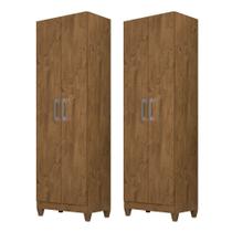 Kit 2 Armários Organizador Multiuso Íris 2 Portas Castanho Wood - Moval