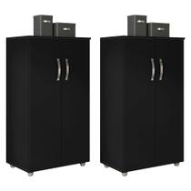 Kit 2 Armários Organizador Multiuso Rosana 2 Portas Preto - Desk Design
