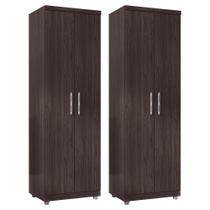 Kit 2 Armários Organizador Multiuso Sabrina 2 Portas e 6 Nichos Castanho - Desk Design