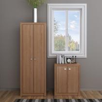 Kit 2 Armários para Escritório com Armário Multiuso Alto ME4105 e Armário Baixo ME4103