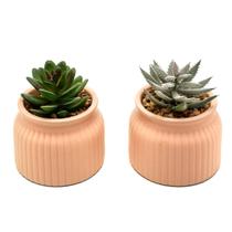 Kit 2 Arranjos Artificial Planta Suculenta Verde Vasos Vasinhos Cerâmica Consultório Kit 2 Arranjos Artificial Planta Suculenta Verde Vasos Vasinhos Cerâmica Consultório