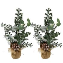 Kit 2 Arranjos Enfeite de Mesa Rústico Natal Folhagens e Pinha Natural 37cm - Magizi Kit 2 Arranjos Enfeite de Mesa Rústico Natal Folhagens e Pinha Natural 37cm - Magizi