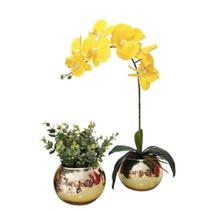 Kit 2 Arranjos Flores De Orquídeas E Verdes 3D Luxo Vaso - La Caza Store