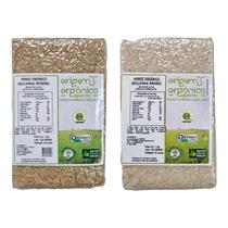 Kit 2 Arroz Orgânico Agulhinha Origem Orgânica: Branco, Integral