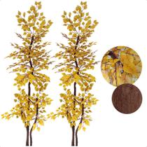 Kit 2 Árvore Artificial Fícus Outono Amarelo Sem Vaso Decoração