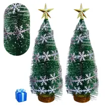 Kit 2 Arvore De Natal Enfeite Base Madeira Estrela Decoração