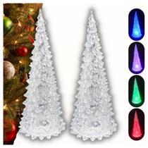 Kit 2 Arvore Natal Acrílico Led Grande 22cm enfeite decoração