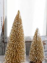 Kit 2 Árvores Mini Natalinas Glitter Dourado Decorativas