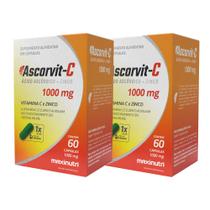 Kit 2 AscorVit C 1000mg Vitamina C + Zinco 60 Cápsulas Maxinutri
