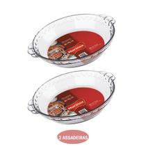 Kit 2 Assadeira Filetada 600ml Pequena Vidro Temperado Nadir Kit 2 Assadeira Filetada 600ml Pequena Vidro Temperado Nadir